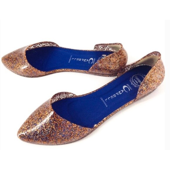 Jeffrey Campbell Shoes - JEFFREY CAMPBELL Iridescent Orange Love D’Orsay Point Toe Jelly Flats Size 8.5